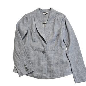 CAbi Beachwalk Blazer Linen Blend Sky Blue Sz 8 Officecore Business